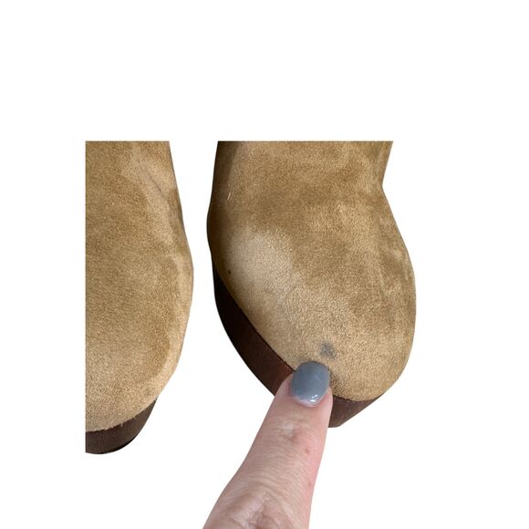 Ralph Lauren Purple Label Suede Wood Platform Heel Booties Size EU 37.5B US 7 - Picture 4 of 13